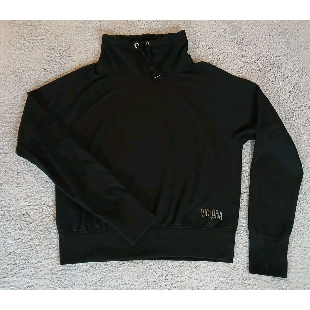 Victoria's Secret SPORT XS Cowl Neck Long Sleeve Black Sweatshirt Size Medium